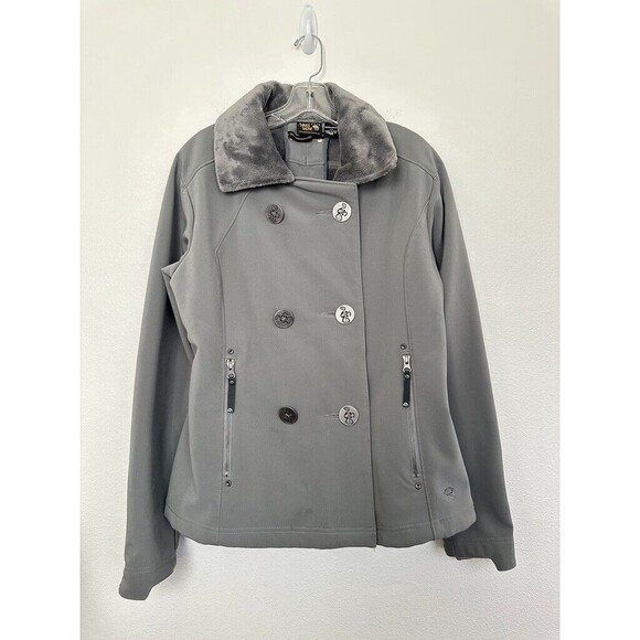Mountain Hardwear Tuja Double Breasted Jacket Nautical Gray Sherpa Collar Size L